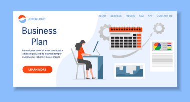 Vektör illüstrasyon Kar büyümesi planlama, mali artış, gelişim Halkı Araştırma, strateji seçimi, istatistik, planlama, pazarlama, performans göstergelerinin incelenmesi İş planı kavramı