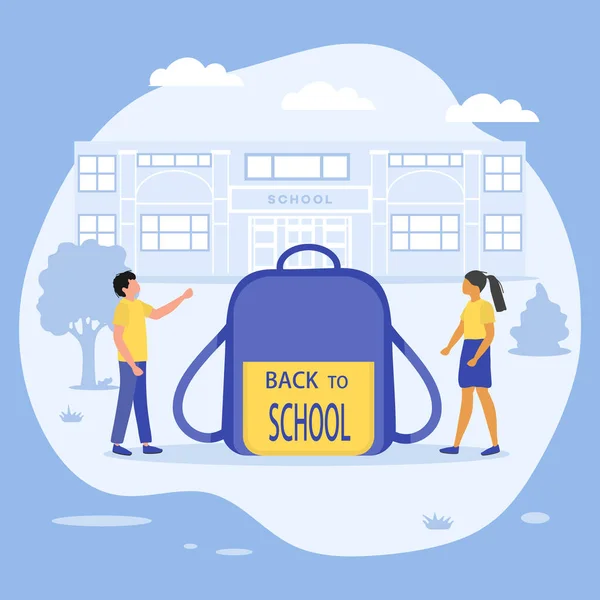 Εικονογράφηση Διανύσματος Επιστροφή Στο Σχολείο Μαθητές Του Δημοτικού Σχολείου Σχολιαρόπαιδο — Διανυσματικό Αρχείο