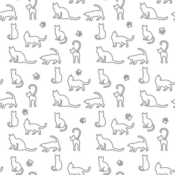 Ilustración Patrón Sin Costura Vectorial Con Gato Divertido Fondo Animal — Vector de stock