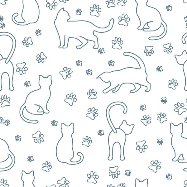 Векторный Бесшовный Рисунок Забавной Кошкой Животное Здоровье Ветеринар Питание Выставка — стоковый вектор