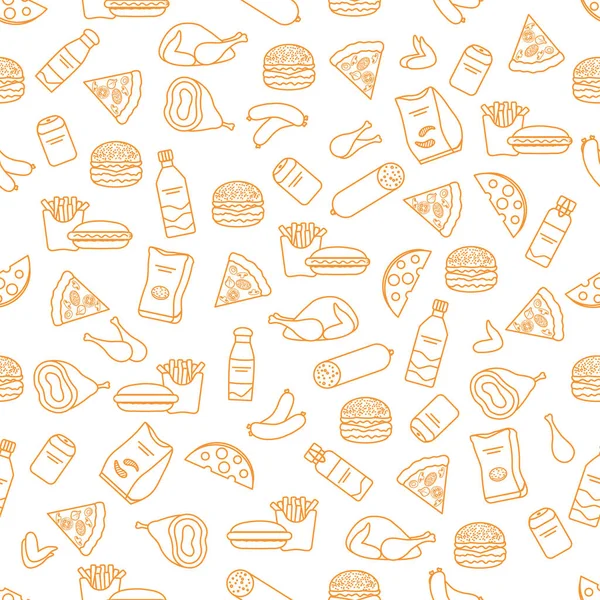 Vector Alimentación Patrón Inconsútil Ilustración Cocina Comida Rápida Snack Picnic — Archivo Imágenes Vectoriales