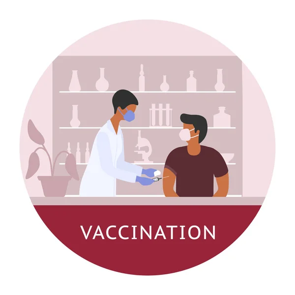 Ilustração Vetor Enfermeiro Com Seringa Vacina Contra Vacina Humana Coronavirus —  Vetores de Stock