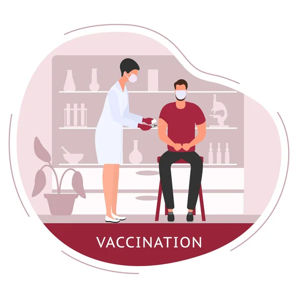 Ilustração Vetor Enfermeiro Com Seringa Vacina Contra Vacina Humana Coronavirus —  Vetores de Stock