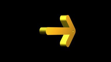 Pürüzsüz Yansımalarla Zarif 3D Altın Ok Dönen Animasyonu, Seyrüsefer Menüsü, Geçiş Göstergesi, Yönlendirme Sembolü, Modern UI Simgesi, Atlıkarınca Kaydırma, Lüks İmleci, Asgari Altın Ok