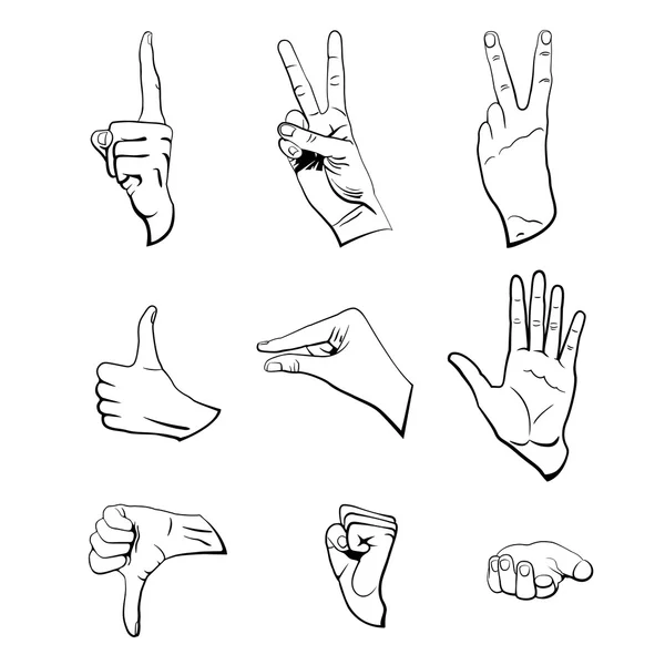Руки в разных интерпретациях . — стоковый вектор