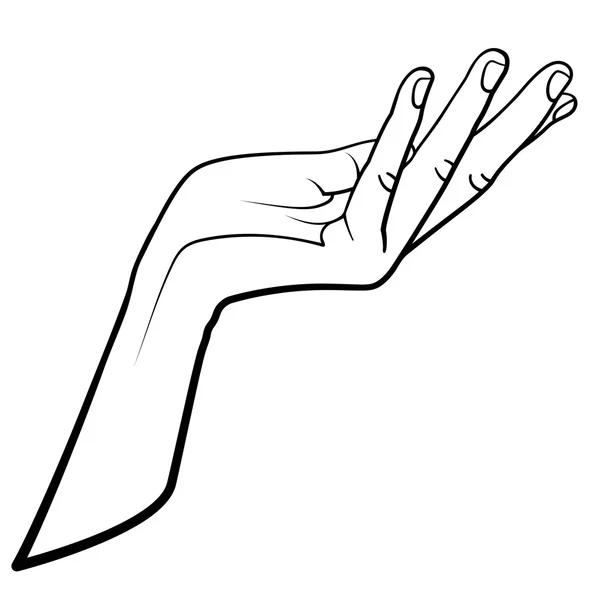 Öppen hand gest på vit bakgrund — Stock vektor