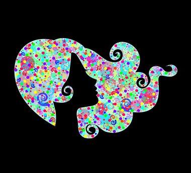 Renkli bukleler kızla