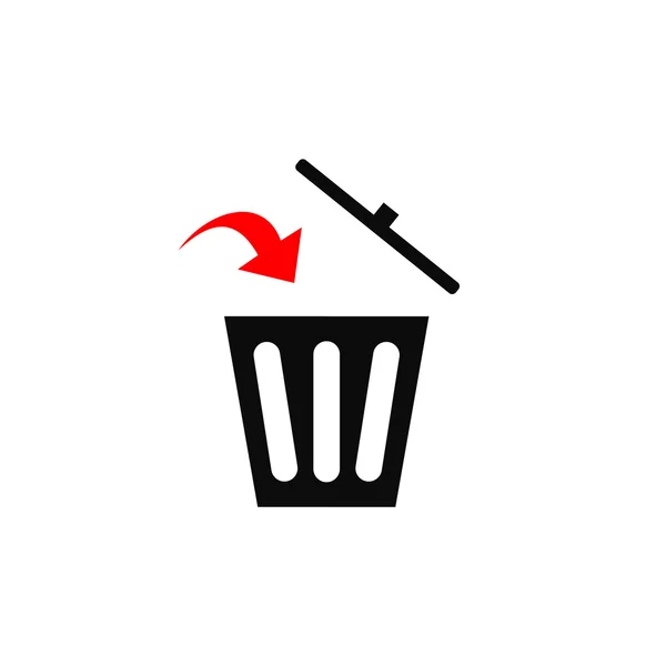 Černá odpadkový koš s ikonou červenou šipkou — Stockový vektor