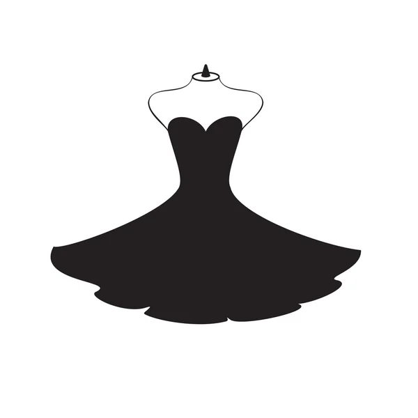 Silhouette de belle robe noire courte luxuriante aux épaules ouvertes — Image vectorielle