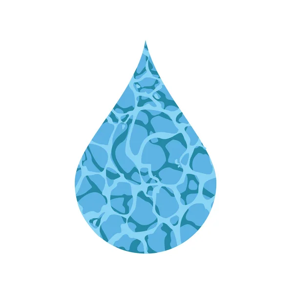 Zee Golven Water Drop Logo Verse Eco Vector Blauw Glanzend — Stockvector