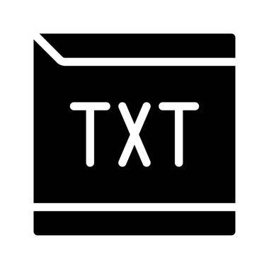 TXT düz metin belgesi için basit katı simge, notlar, günlükler ve asgari metin dosyaları için uygun.
