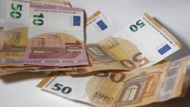 Een Euro Contant Geld Verschijnt Achtergrond Slow Motion — Stockvideo