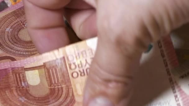 Euro Bargeld Hand Mitnehmen — Stockvideo