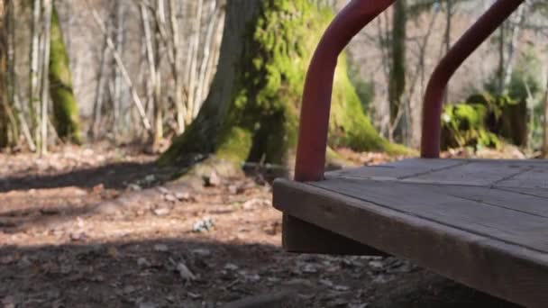 Ormanda Terk Edilmiş Oyun Parkı Çocuklar Için Oyun Alanı — Stok video