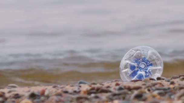Пластиковая Бутылка Моря Пластик Отходы Концепция Загрязнения Окружающей Среды — стоковое видео