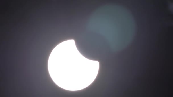 Partial Solar Eclipse Moon Moves Sun Earth Partially Blocking Sunlight — Stock Video