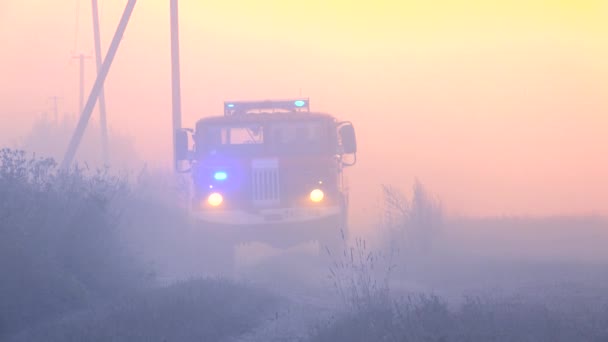 Strażacy Przebiegli Przez Dym Walki Ogniem Niewyraźne Środowisko Filmowe Dużo — Wideo stockowe