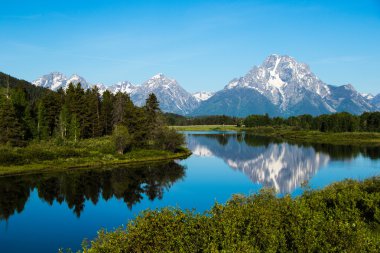 Yansıtılmış Gölü yansıma Grand Tetons dağ sahne