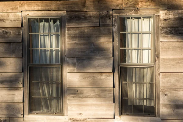 Rustic Cabin Wall With Windows