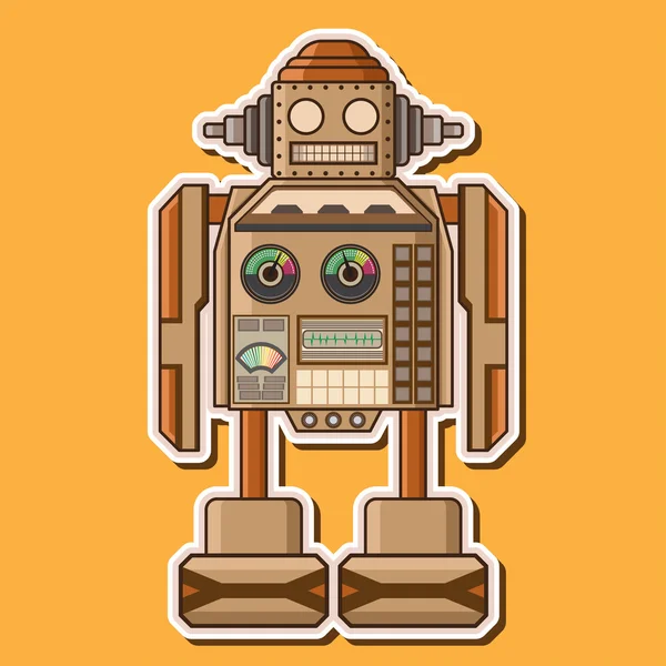 Wood söt Robot vektor Design — Stock vektor