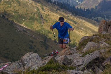 Almatı, Kazakistan - 20 Ağustos: skyrunning dünya insani günü onuruna için yarış