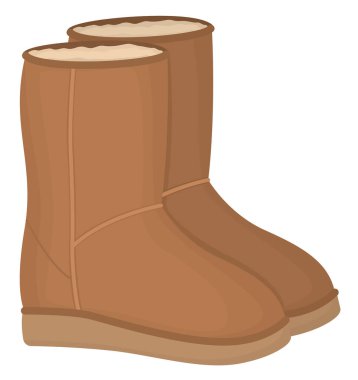 Yumuşak astarı ve rahat tabanları olan şık kış botları. Sıcak kış ayakkabıları beyaza izole edilmiş.