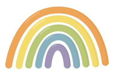 Beyaz arka planda izole edilmiş şirin pastel gökkuşağı. Renkli dekoratif öge