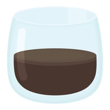 Cam bardakla espresso kahvenin görüntüsü. Beyaz arka planda koyu kahverengi içeceği olan şeffaf kupa..