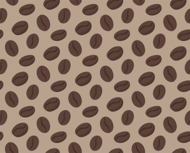 Kahve çekirdekleriyle kusursuz desen. Kafe için kahverengi arkaplan