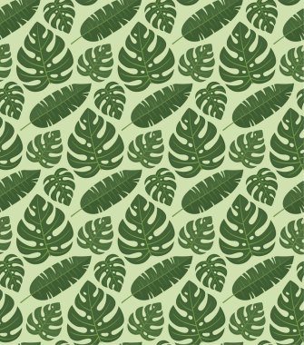 Tropik palmiye yapraklarıyla kusursuz desen. Egzotik botanik elementlere sahip bir arka plan