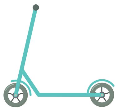 Mavi bir scooter 'ın yan görüntüsü. Şehir ulaşımı beyaz arkaplanda izole edildi