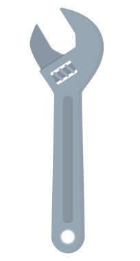 Çizim metali ayarlanabilir İngiliz anahtarı beyaza izole edilmiş. Yapım ve onarım için klasik ev aletleri