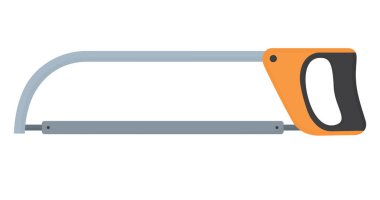 Siyah ve turuncu saplı testere. İnşaat, marangozluk veya ahşap işçiliği için pratik araç