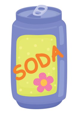 Mor kola kutusuyla illüstrasyon. Beyaz arkaplanda izole edilmiş yaz içeceği