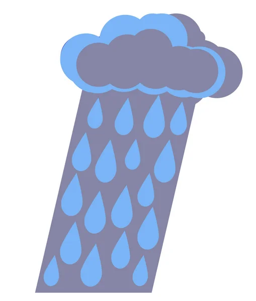 Kék Szürke Felhő Esőcseppekkel Fehér Alapon — Stock Fotó