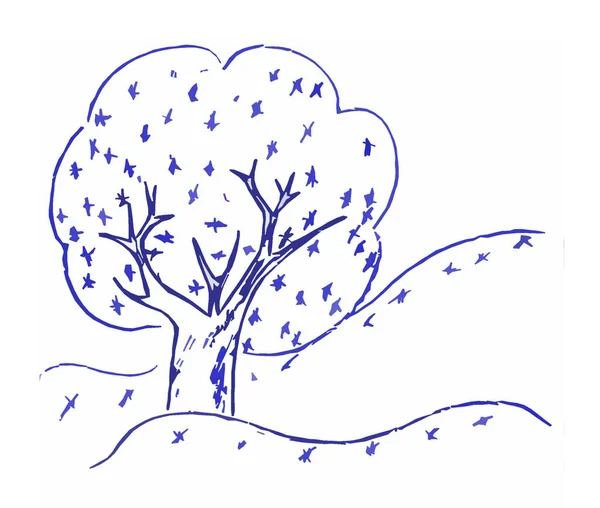 Immagine Grafica Astratta Albero Nella Neve — Foto Stock