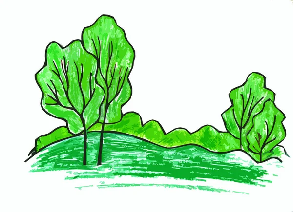 Immagine Grafica Alberi Con Corona Verde Sfondo Bianco — Foto Stock