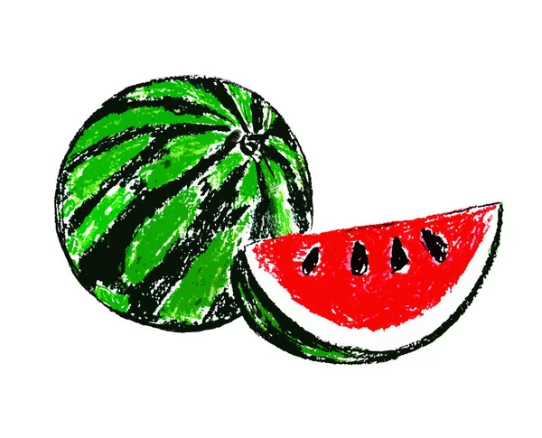 Hele Watermeloen Gesneden Watermeloen Een Witte Achtergrond — Stockfoto
