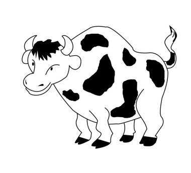  Beyaz arka planda siyah benekli boğa.