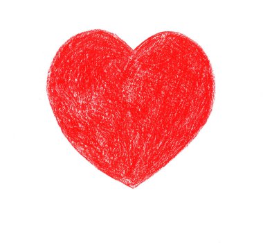 Beyaz arka planda büyük kırmızı kalp