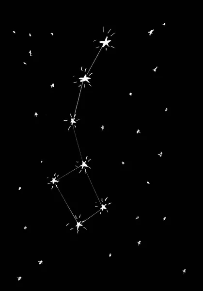 The constellation Ursa minor is drawn on a black background