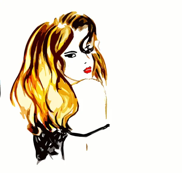 Açık sarı-kahverengi saçlı bir kızın grafiksel görüntüsü.