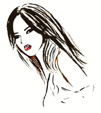 Kırmızı dudaklı bir kızın grafiksel görüntüsü