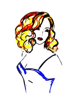 Ateşli saçlı bir kızın grafiksel görüntüsü.