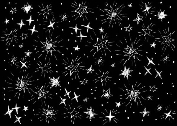 Sterne Weiß Auf Schwarzem Hintergrund — Stockfoto