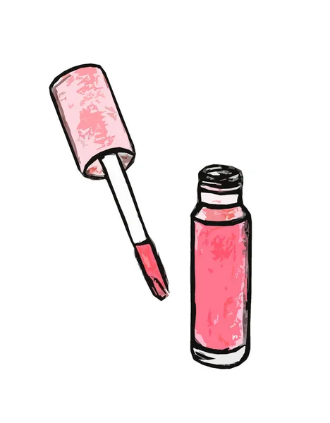 Rosa Flüssiger Lippenstift Offener Form Auf Weißem Hintergrund — Stockfoto