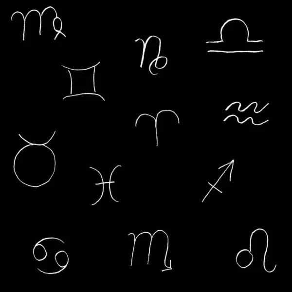 Graphic Representation Zodiac Signs Black Background — Stock Photo, Image