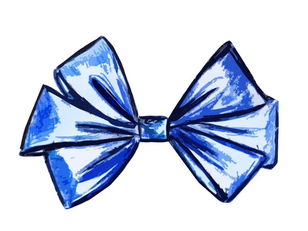 Graphic Image Blue Bow White Background — Stock Photo, Image