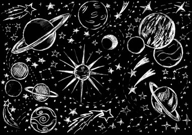 Üzerine beyaz boşluk çizilmiş siyah arkaplan