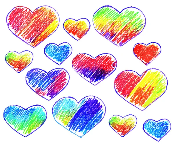 Colorful Hearts White Background Graphic Image — Stock Photo, Image